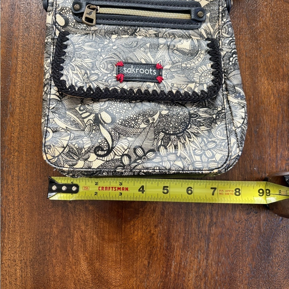 Sakroots Artist Circle Peace Coated Canvas Small Flap Messenger Crossbody Bag - Picture 7 of 8